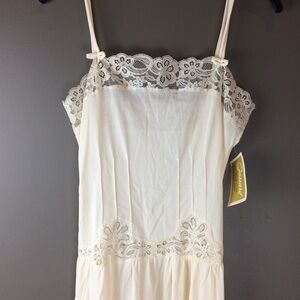 NWT Small Vintage Lace Old Stock Long Beige Nightgown or Slip